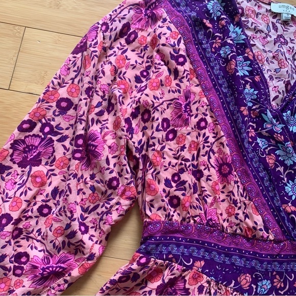 Umgee Floral Romper Pink Purple Summer Flower Boho Festival Beach Sz Small - Picture 4 of 8